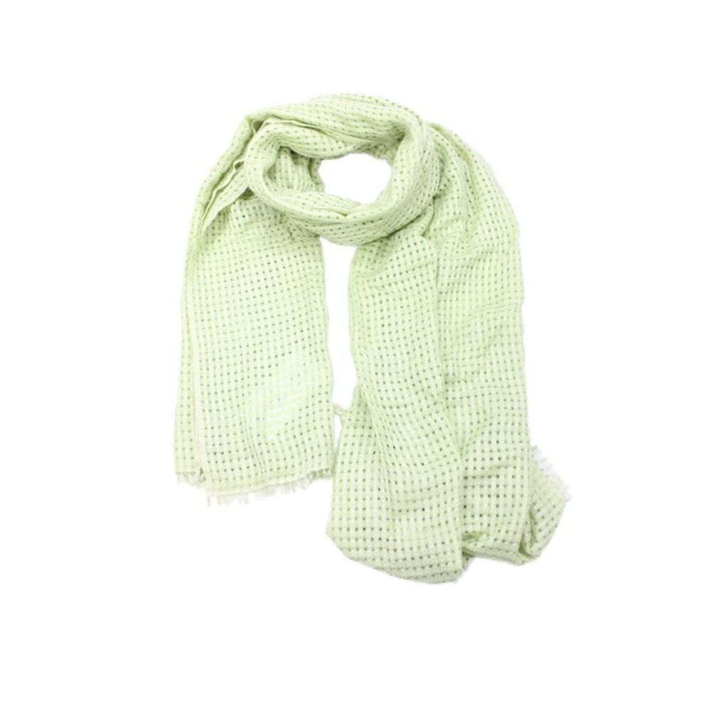 Bajra Womens Silk Cashmere Perforated Fringed Scarf Green Size 36" x 26"